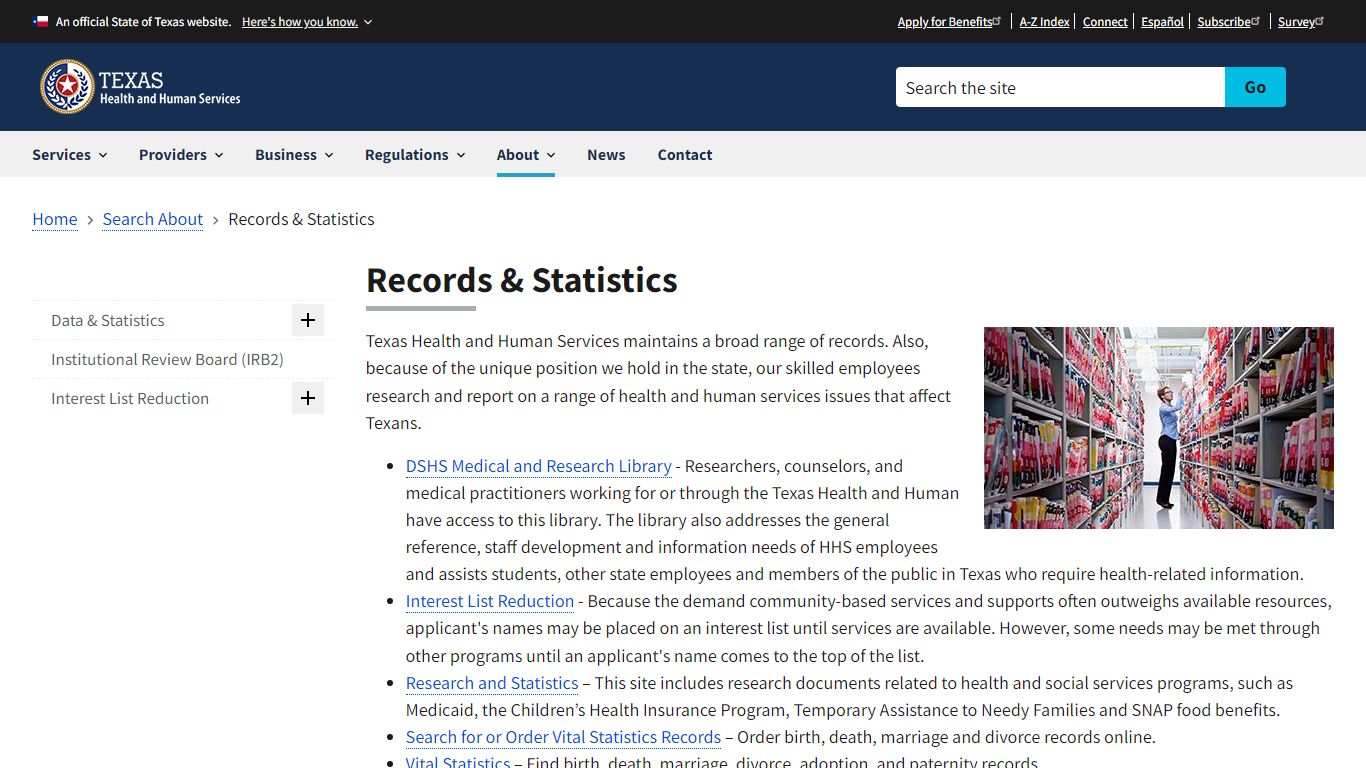 Records & Statistics | Texas Health and Human Services
